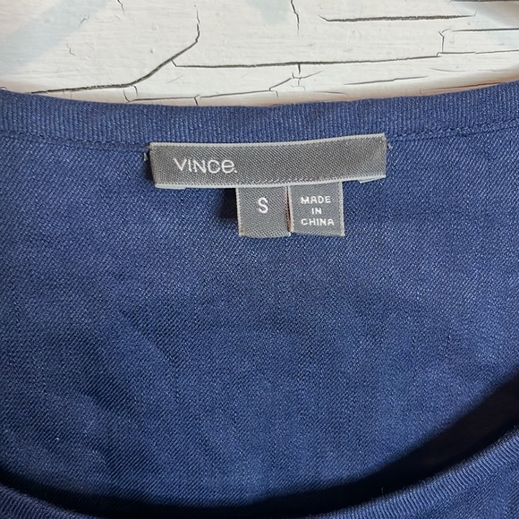 VINCE Navy Blue Linen Blend Dress. Size Small. - Picture 3 of 10